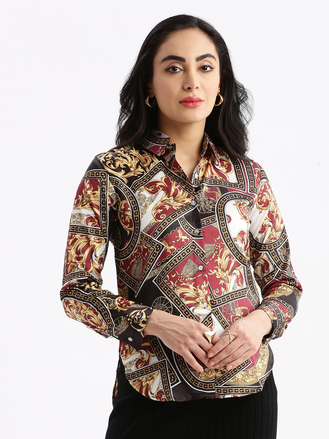 Women Graphic Print Multi Slim Fit Shirt