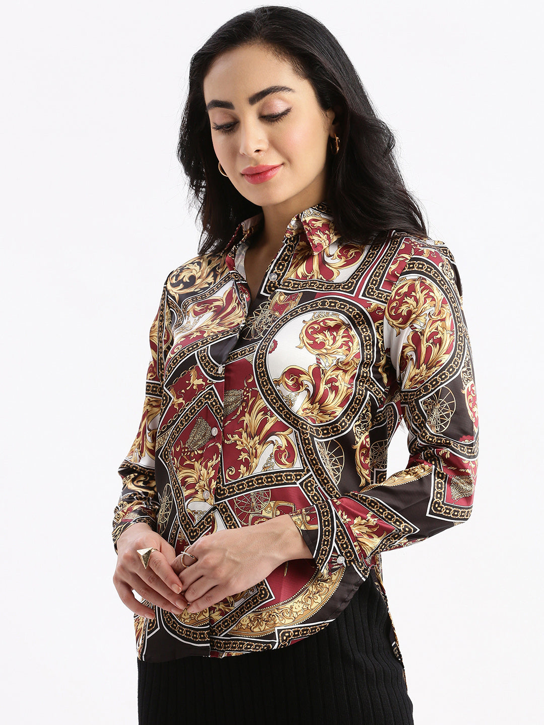 Women Graphic Print Multi Slim Fit Shirt