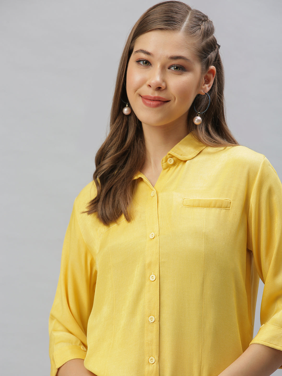 Women Yellow Solid Shirt