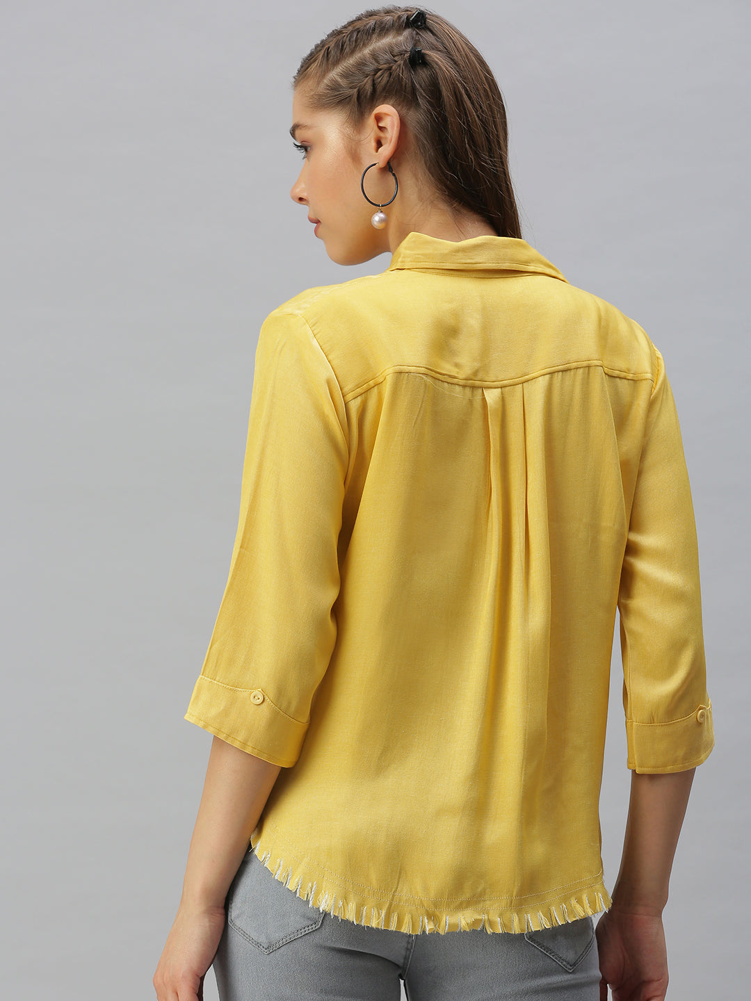 Women Yellow Solid Shirt