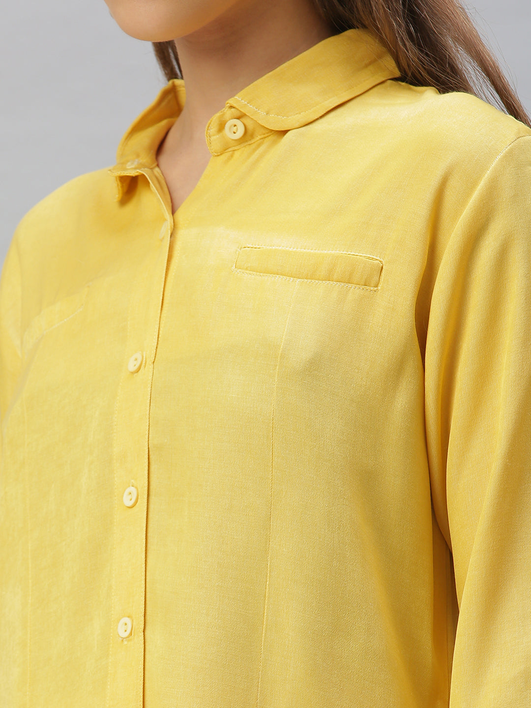 Women Yellow Solid Shirt