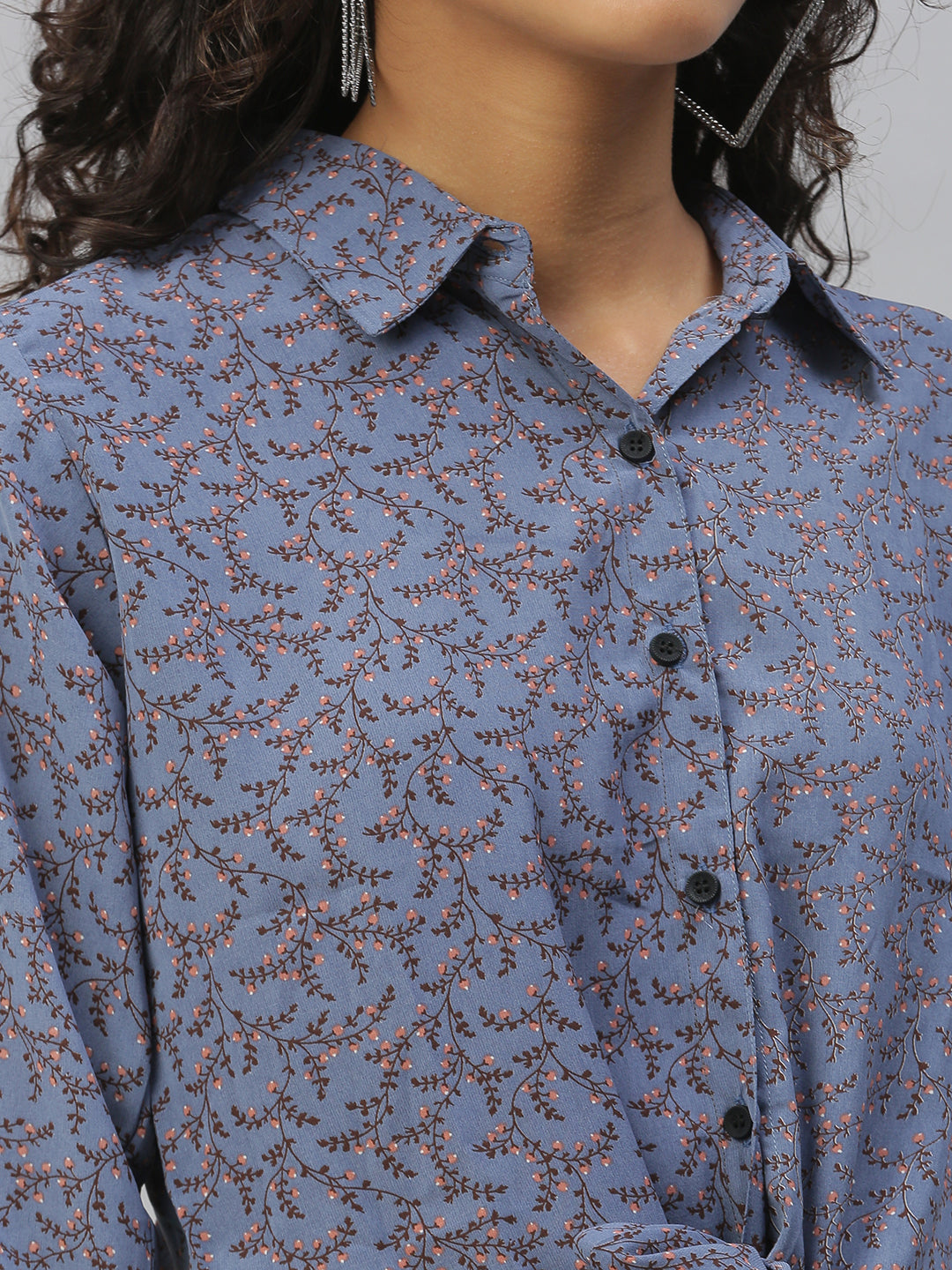 Women Blue Floral Shirt