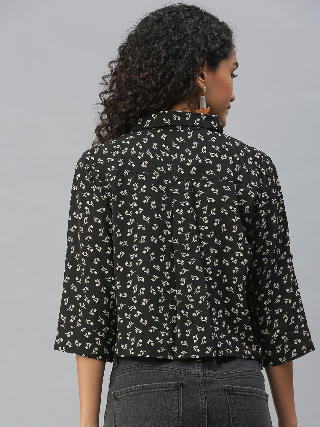 Women Black Floral Shirt