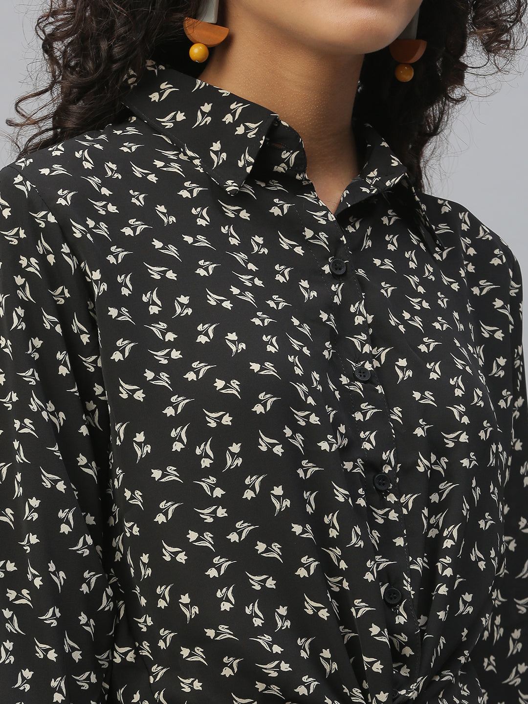 Women Black Floral Shirt