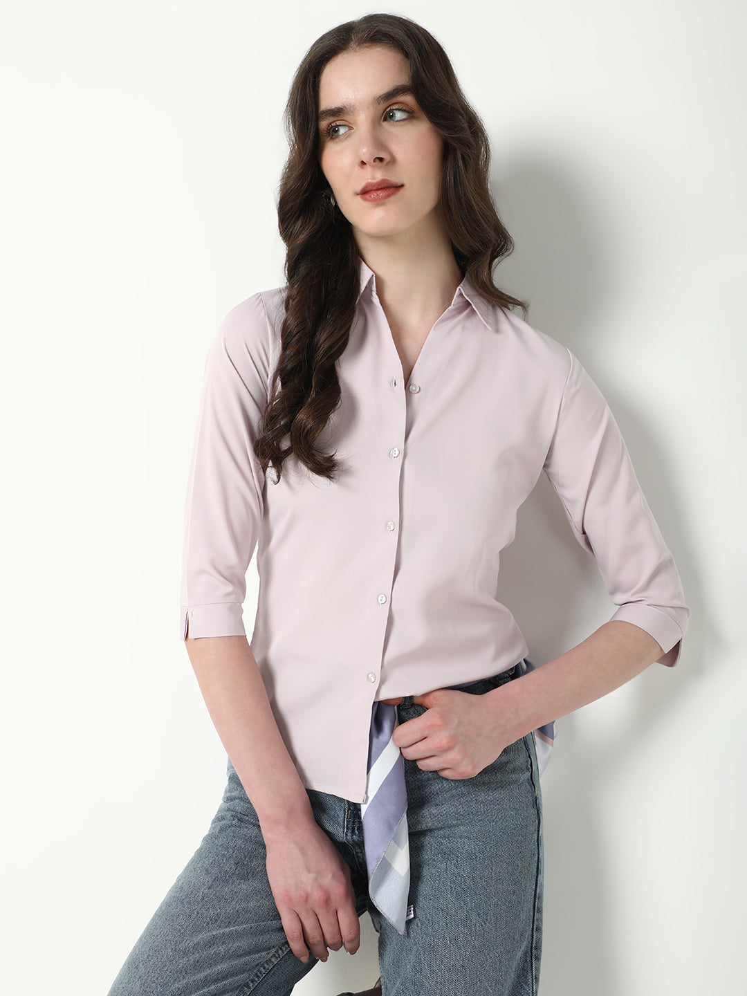 Women Lavender Solid Shirt