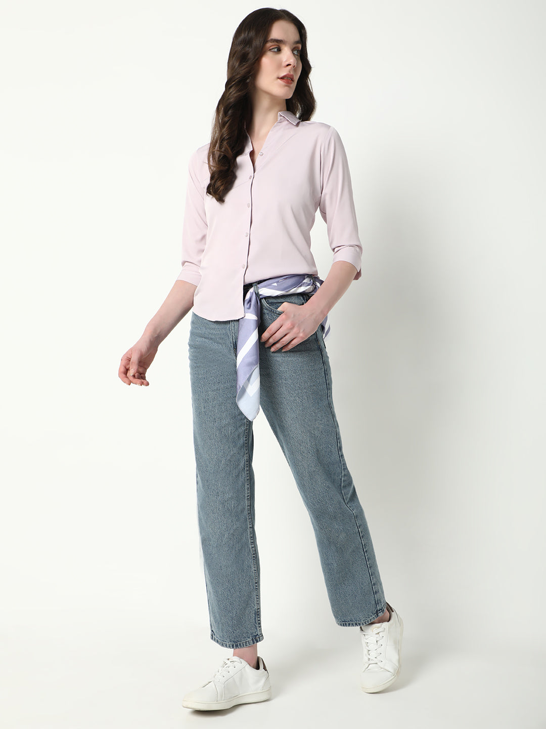 Women Lavender Solid Shirt