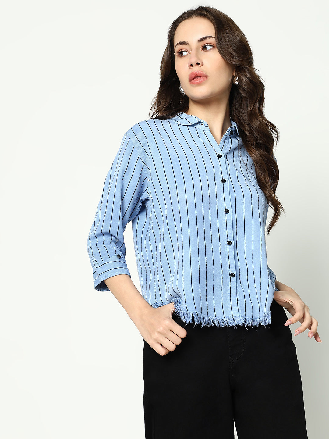 Women's Blue Striped Shirt