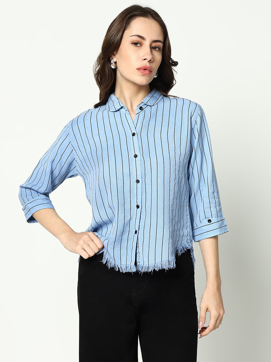 Women's Blue Striped Shirt