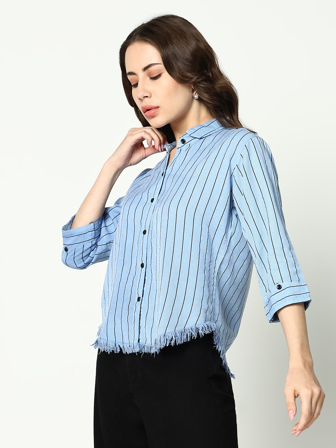 Women's Blue Striped Shirt