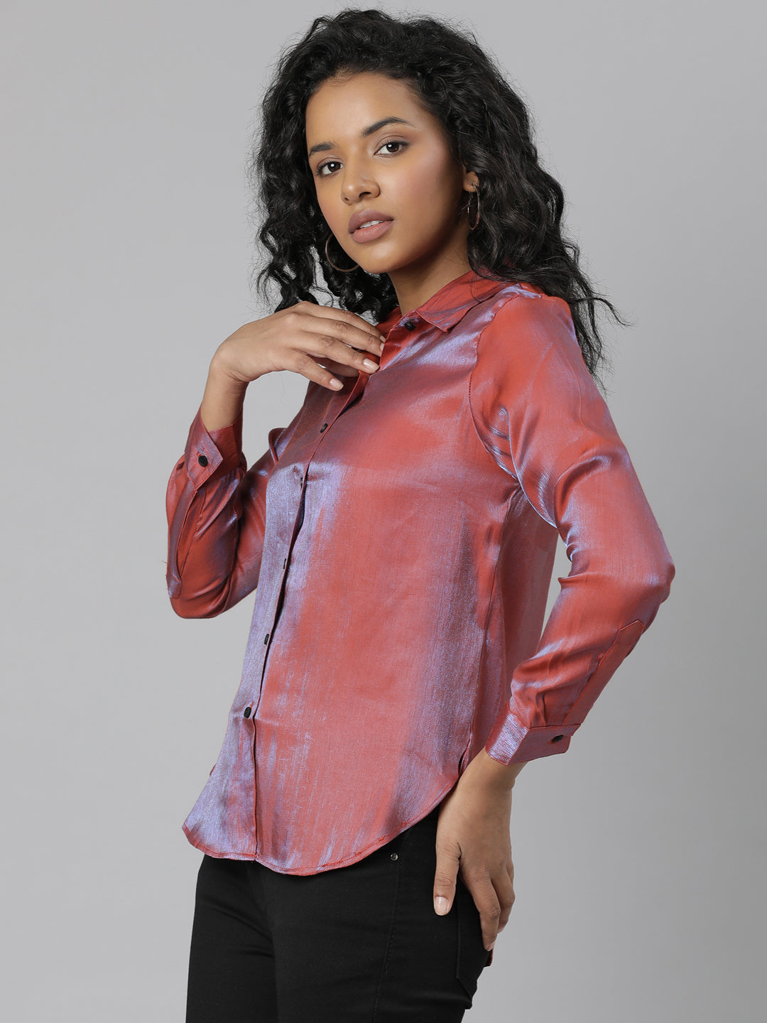 Women Rust Solid Shirt