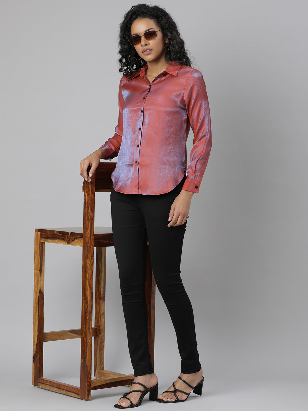 Women Rust Solid Shirt