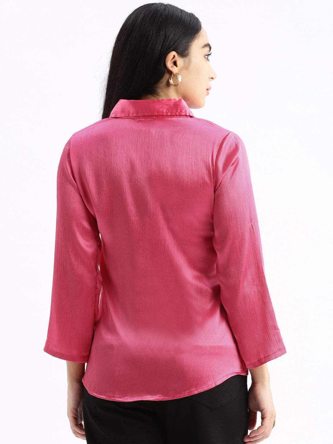 Women Solid Pink Slim Fit Shirt