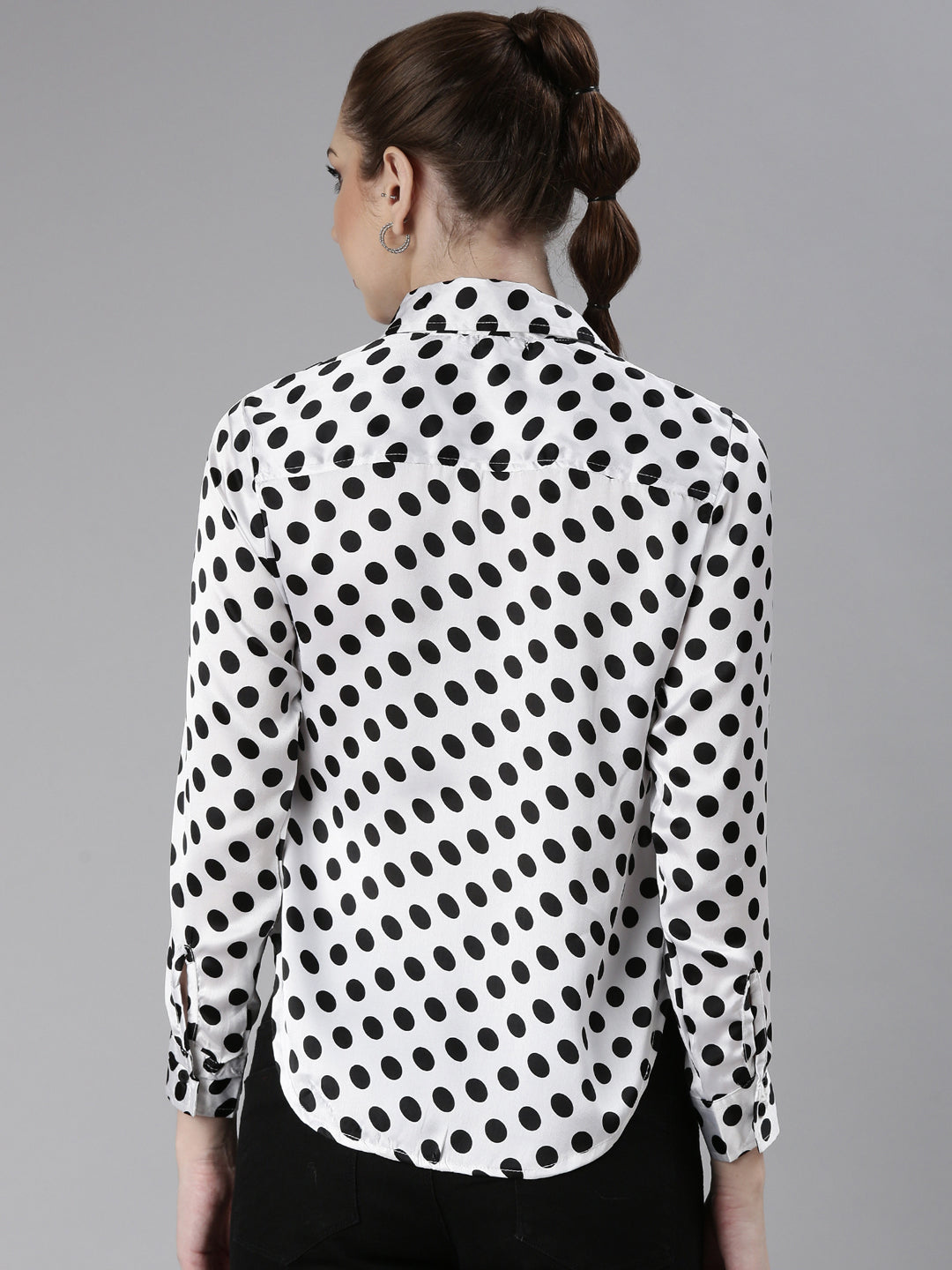 Women White Polka Dots Shirt