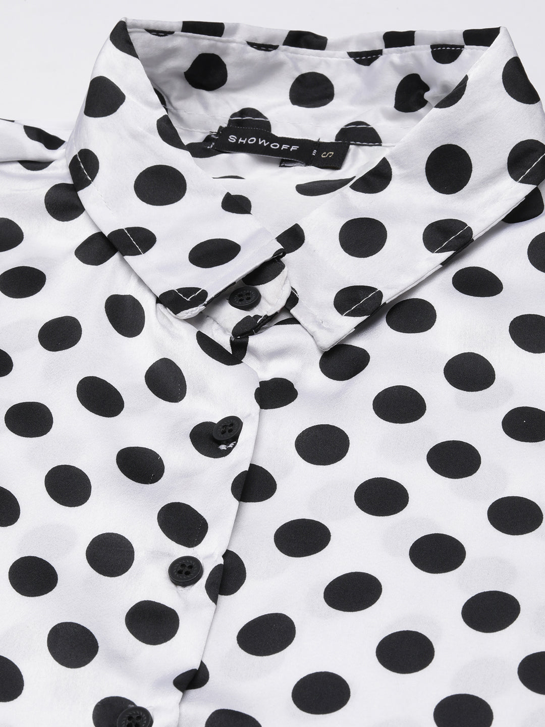 Women White Polka Dots Shirt