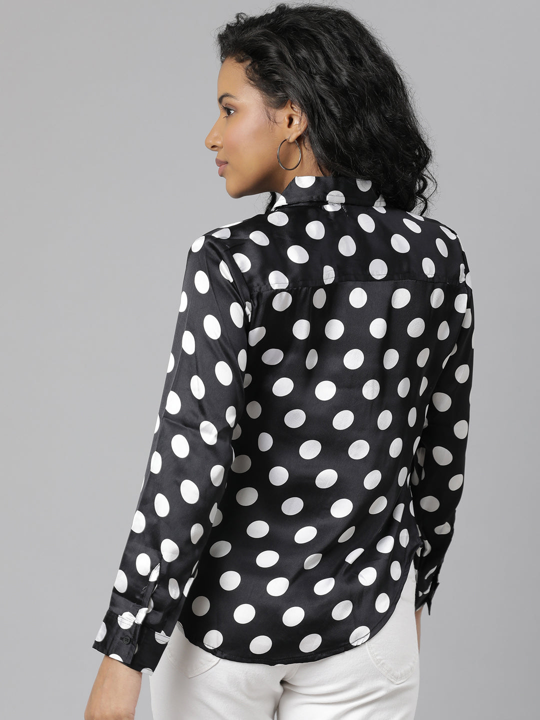 Women Black Polka Dots Shirt