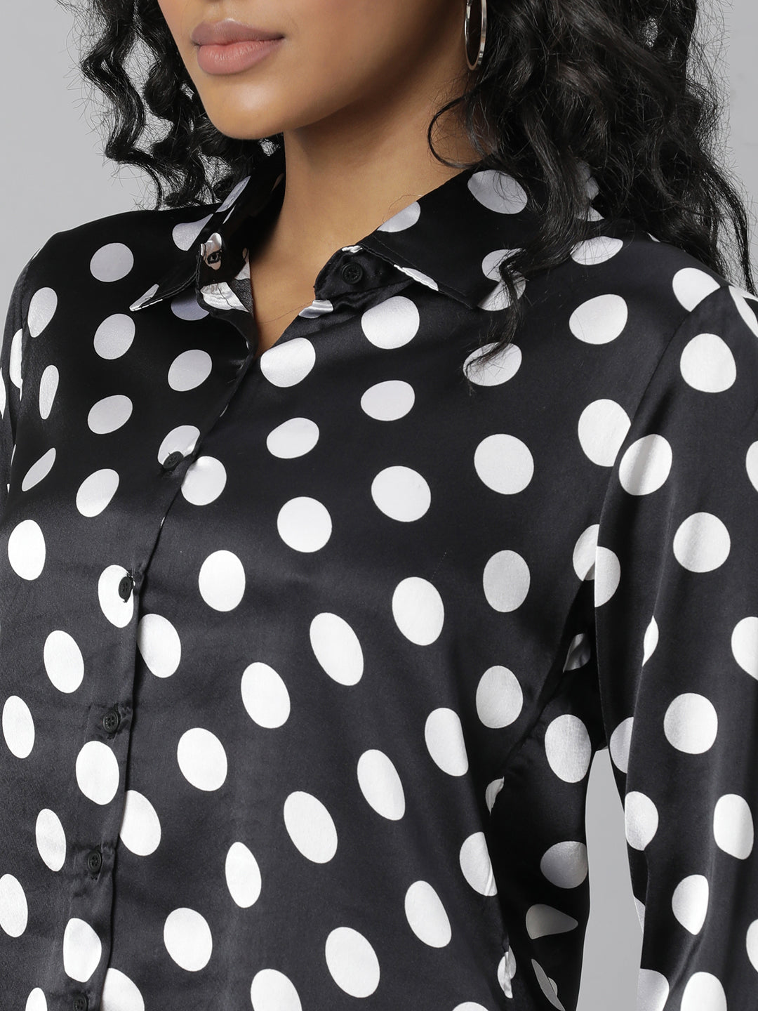 Women Black Polka Dots Shirt