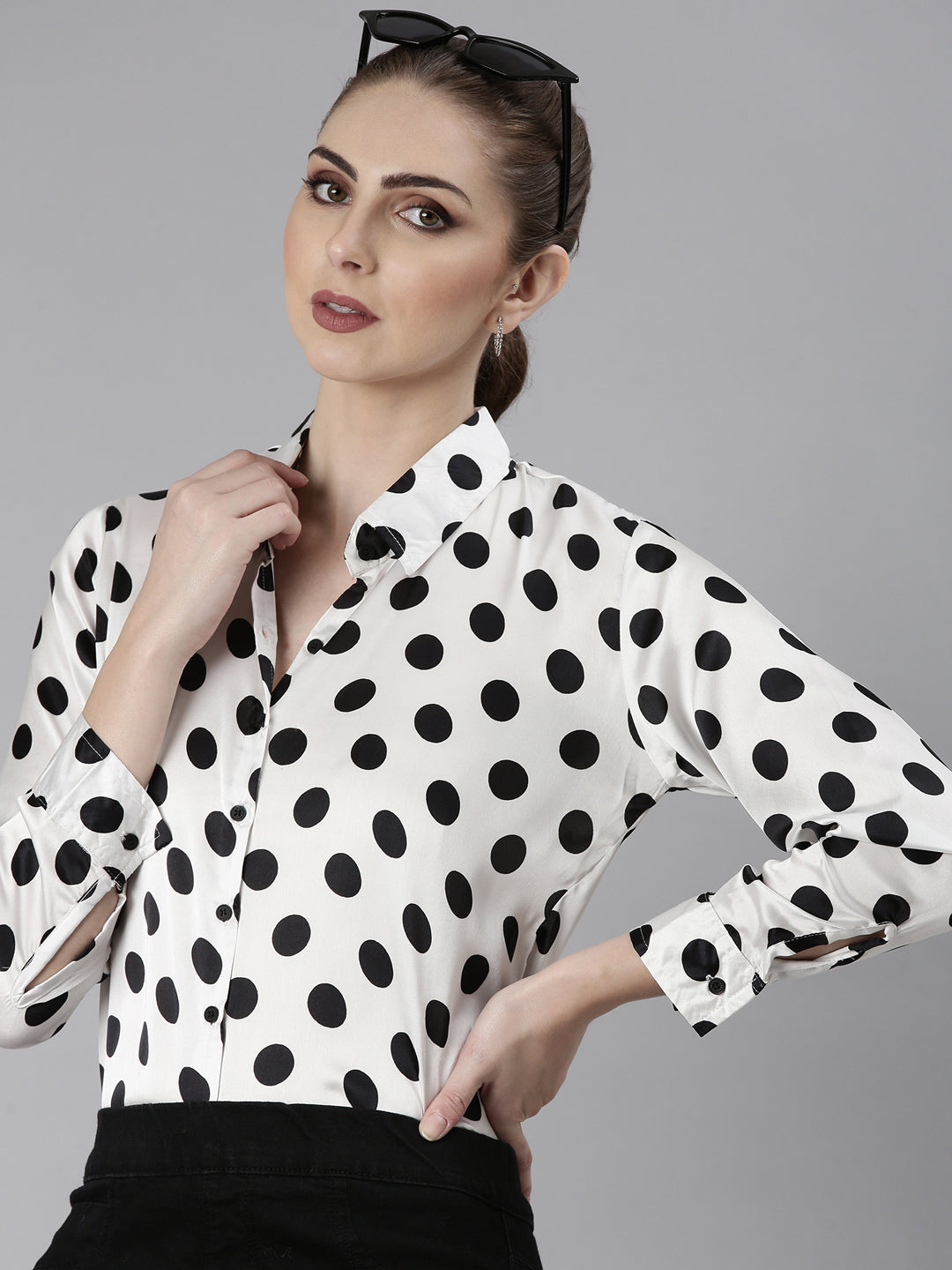 Women's White Polka Dots Shirt