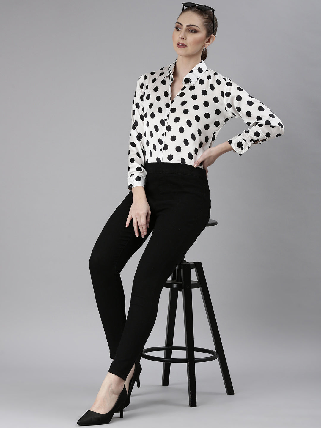 Women's White Polka Dots Shirt