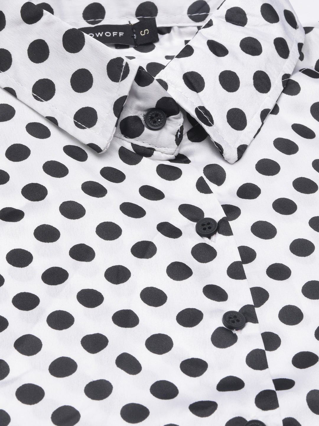 Women White Polka Dots Shirt