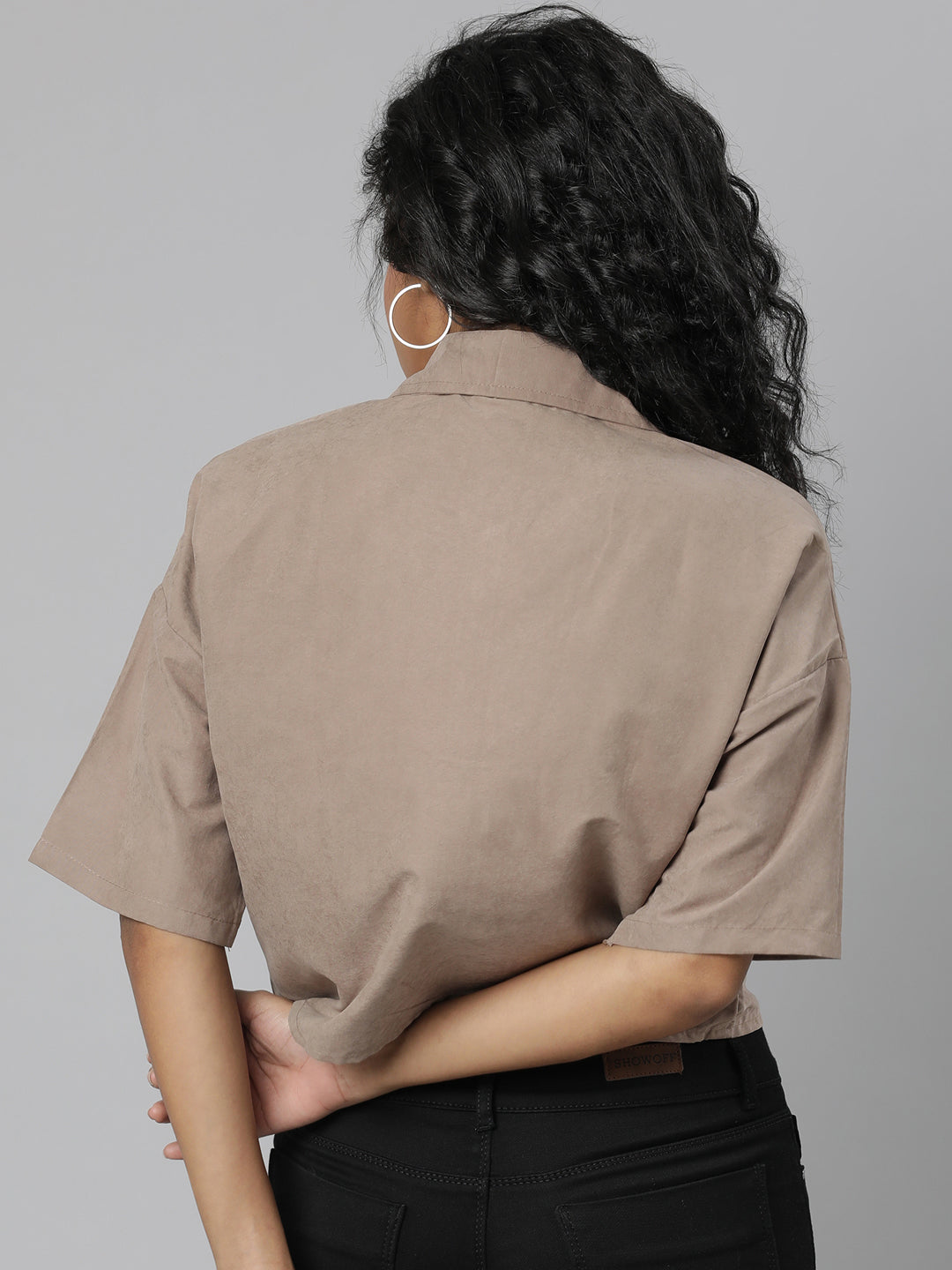 Women Beige Solid Shirt