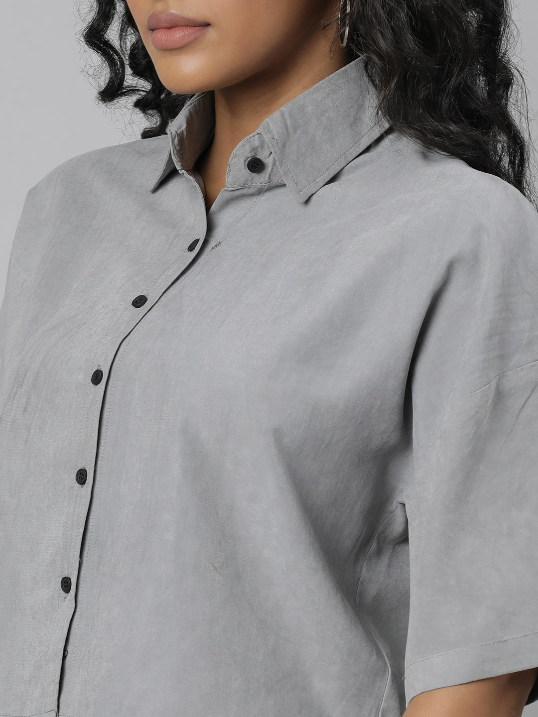 Women Grey Solid Shirt