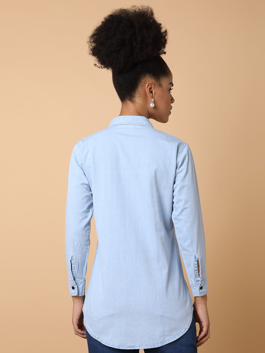 Women Solid Blue Shirt