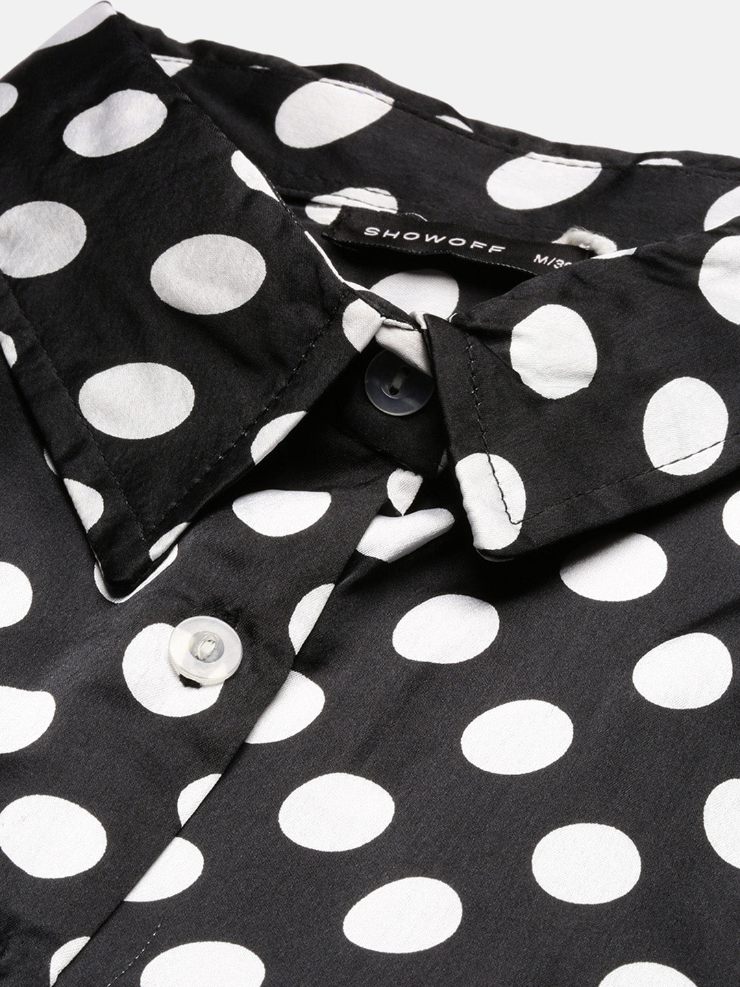 Women Polka Dots Black Slim Fit Shirt