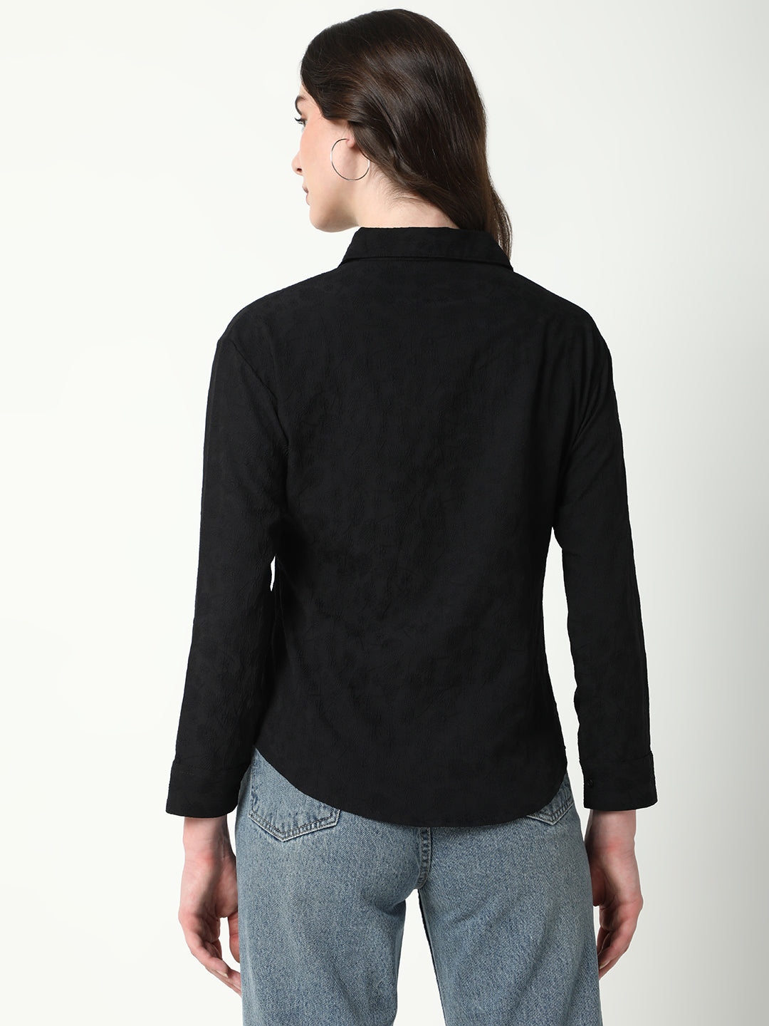 Women Black Textured Shirt