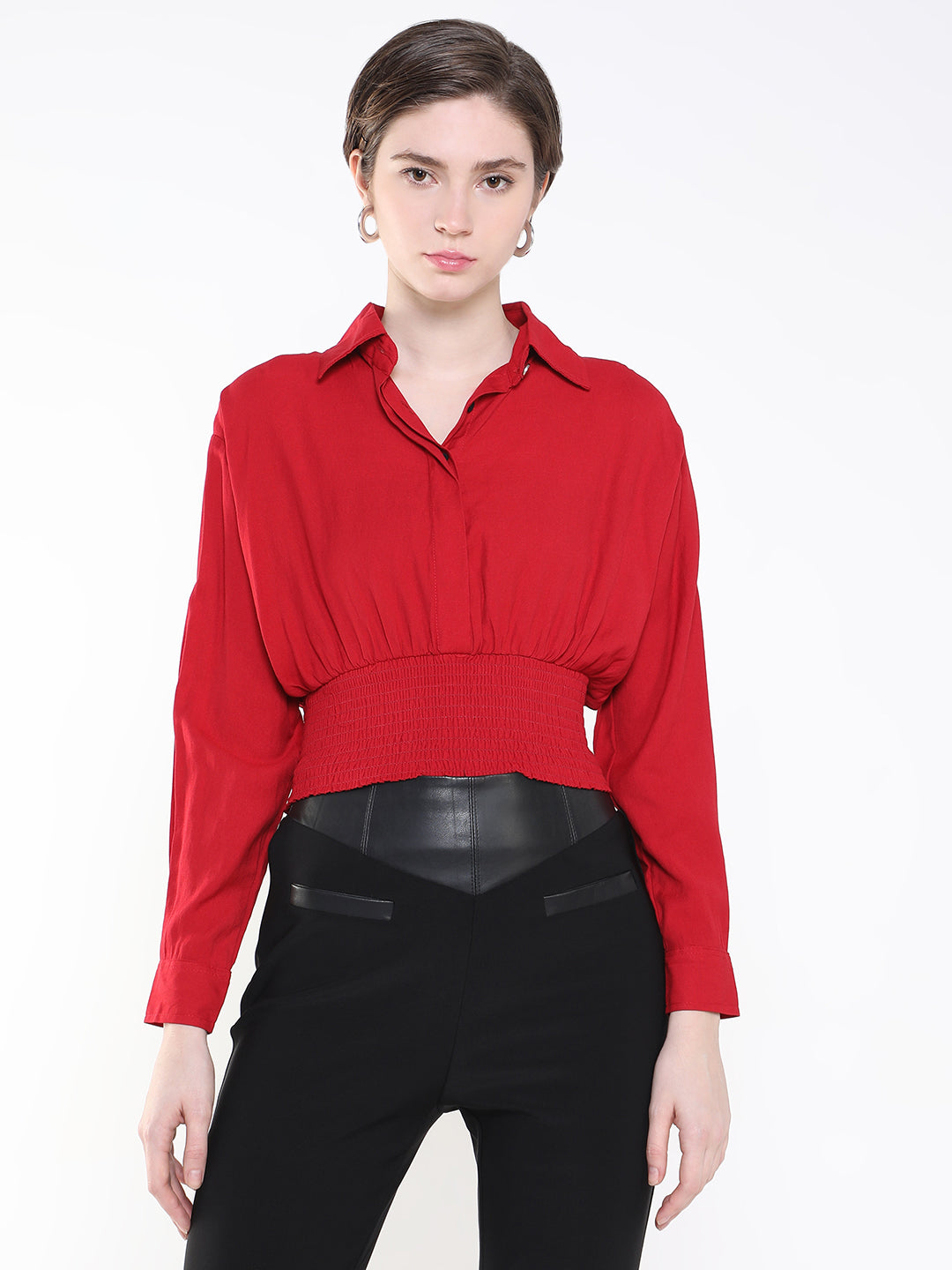 Women Solid Red Top