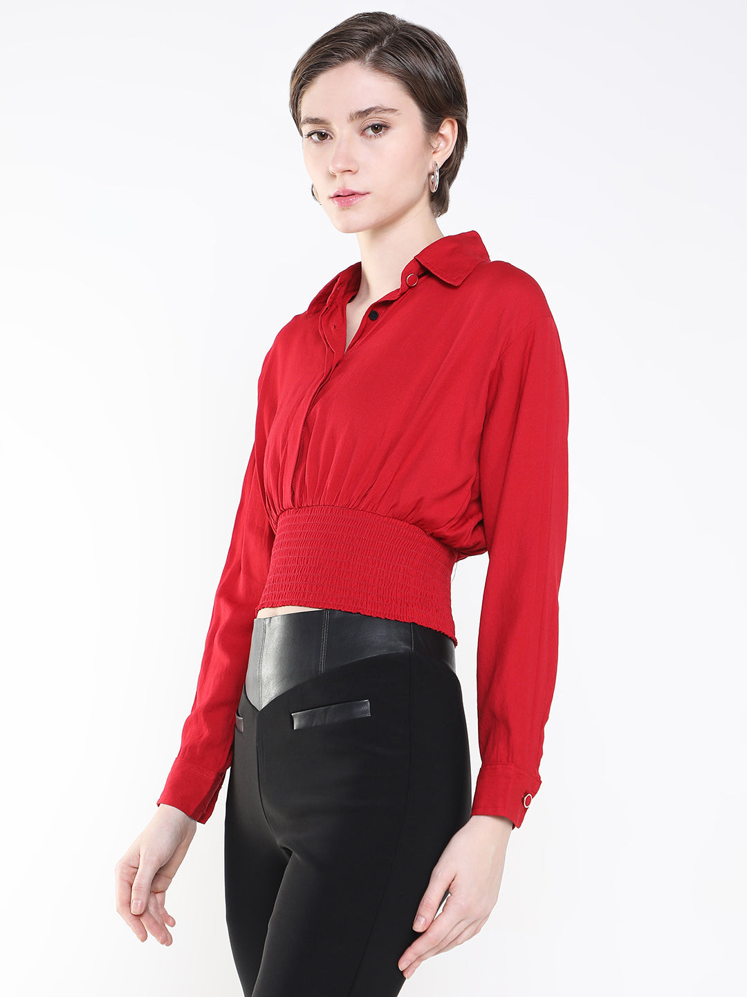 Women Solid Red Top