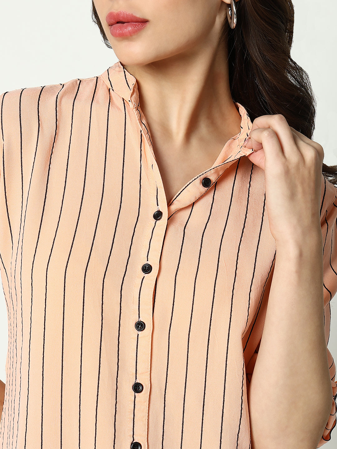 Women's Pink Striped Longline Shirt