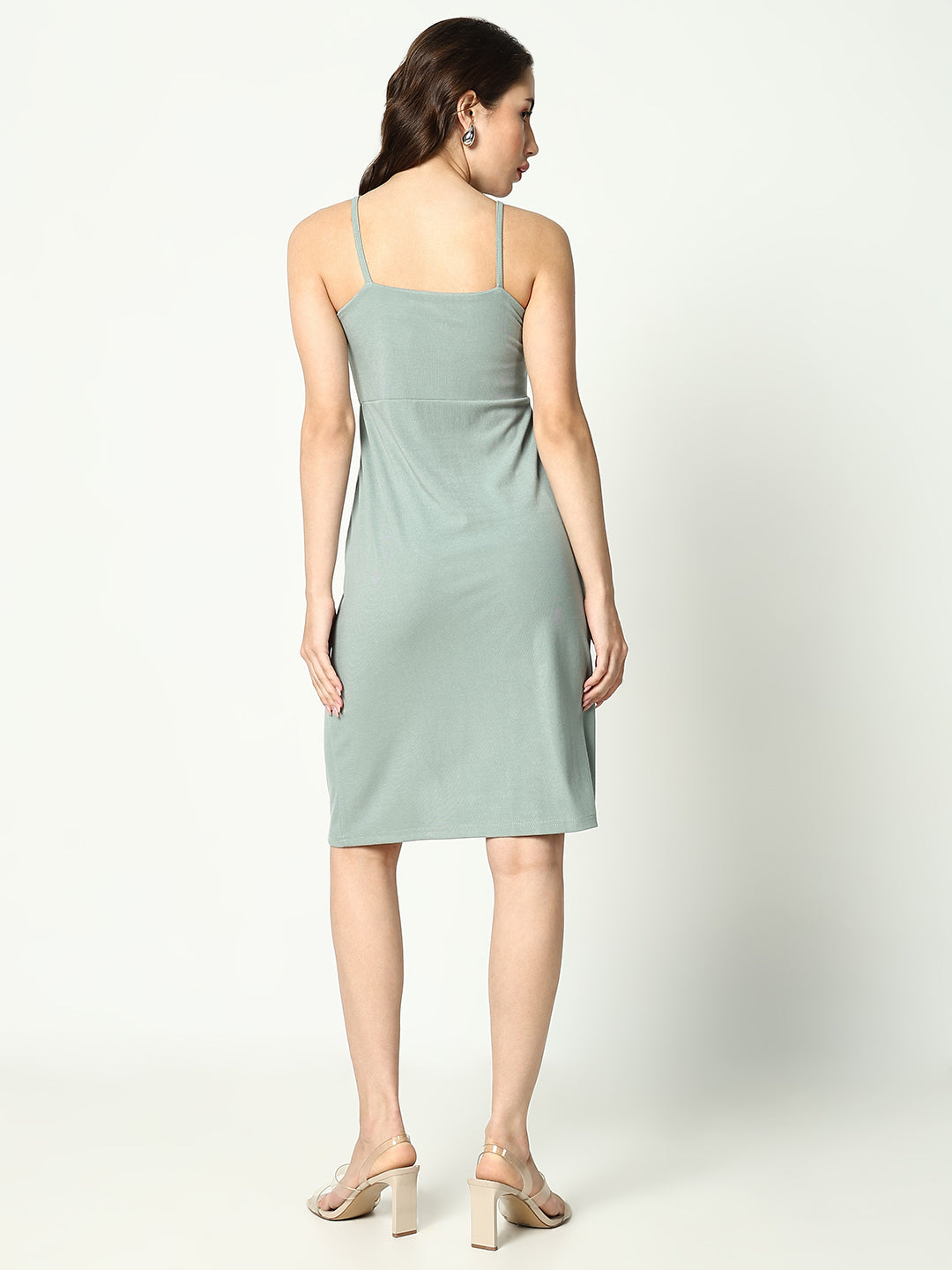 Women Sea Green Solid Bodycon Dress