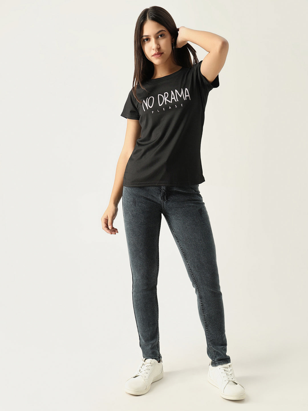 Women Graphic Black T Shirt