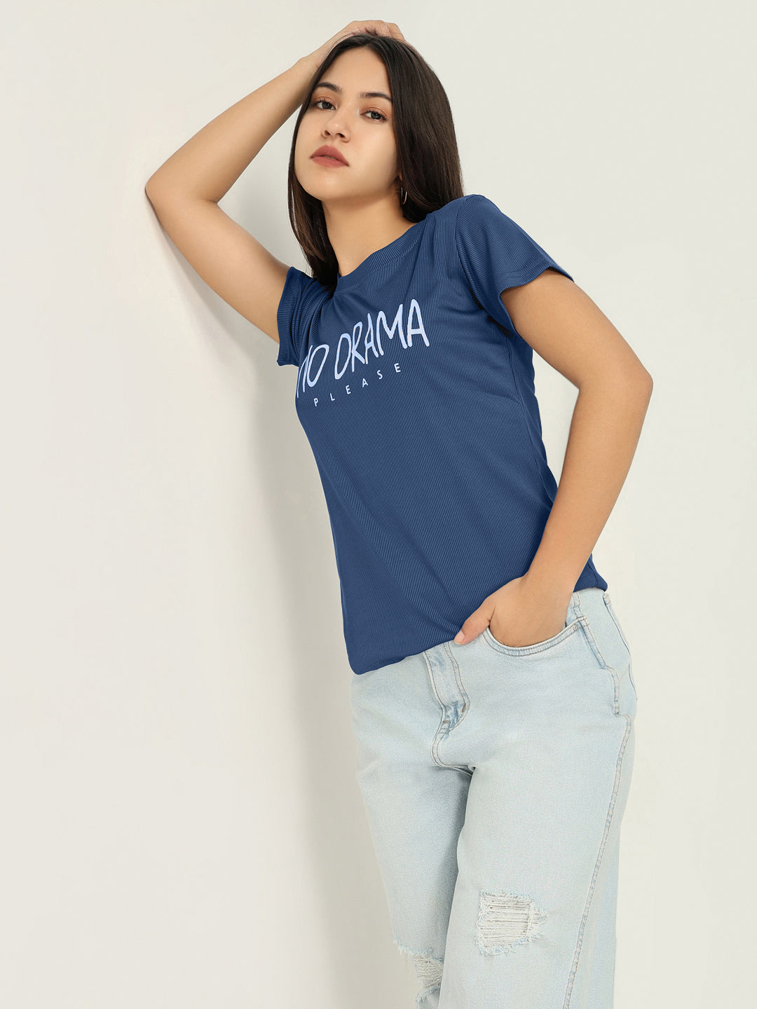 Women Graphic Blue T Shirt