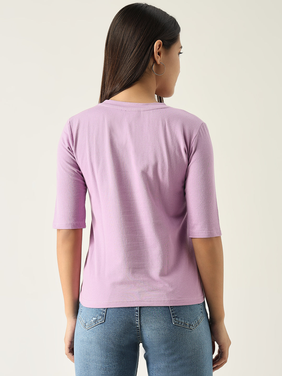 Women Graphic Lavender T Shirt