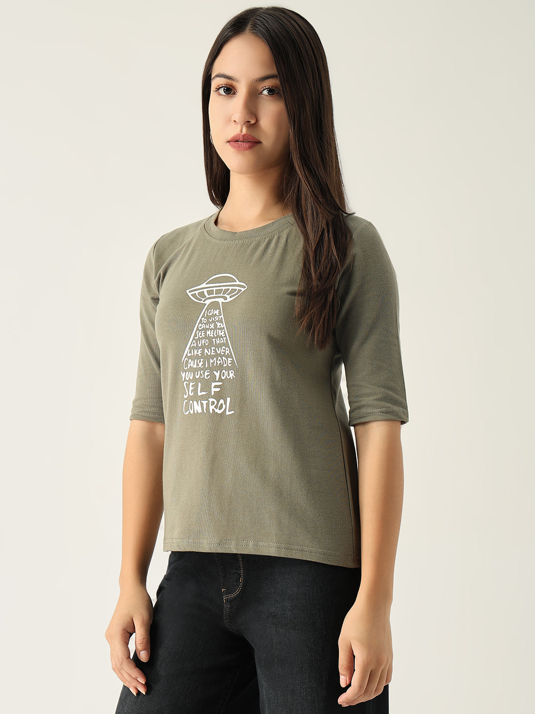 Women Graphic Olive T Shirt