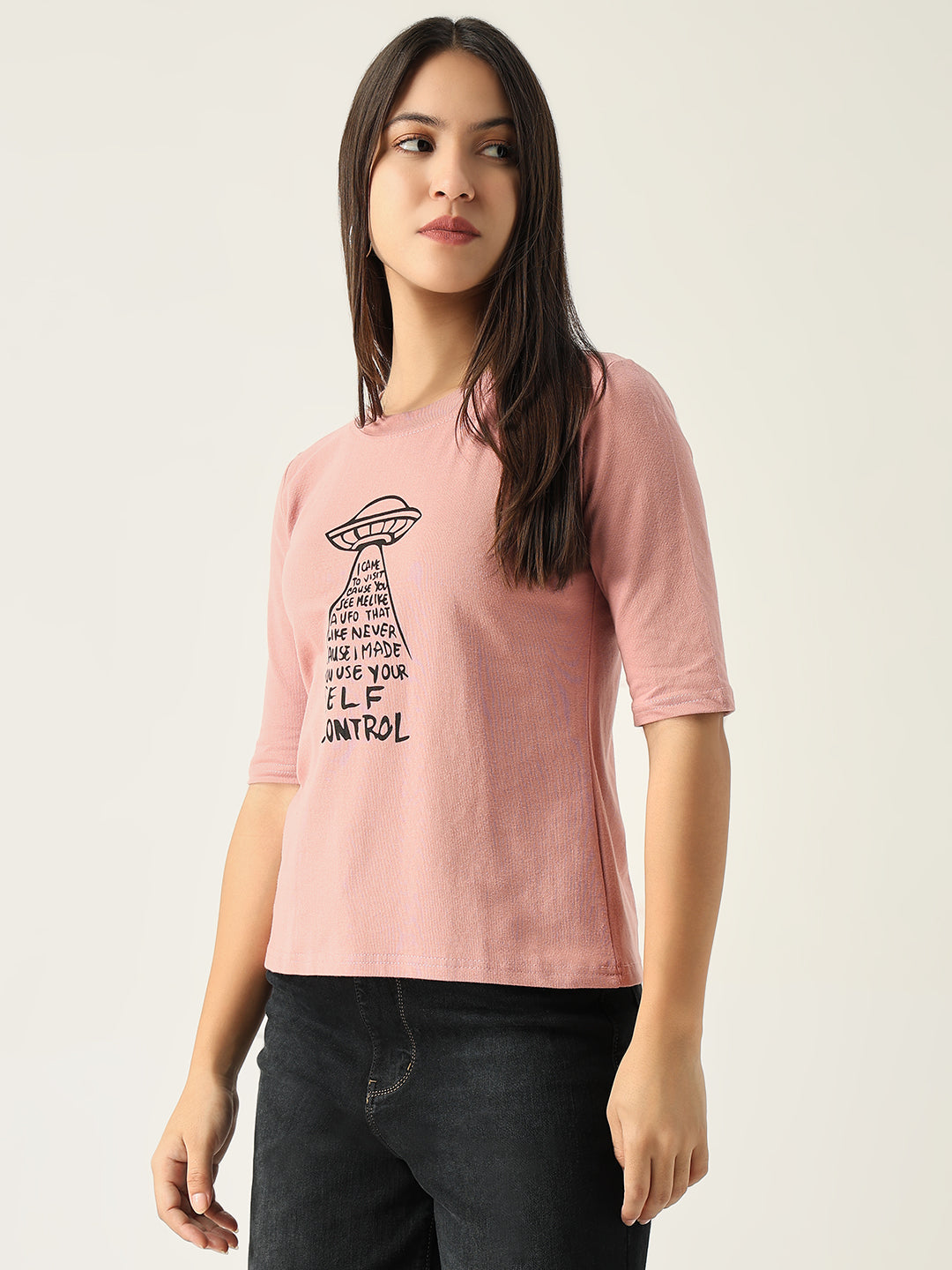 Women Graphic Peach T Shirt