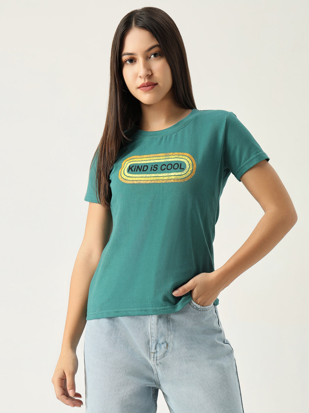 Women Graphic Green T Shirt