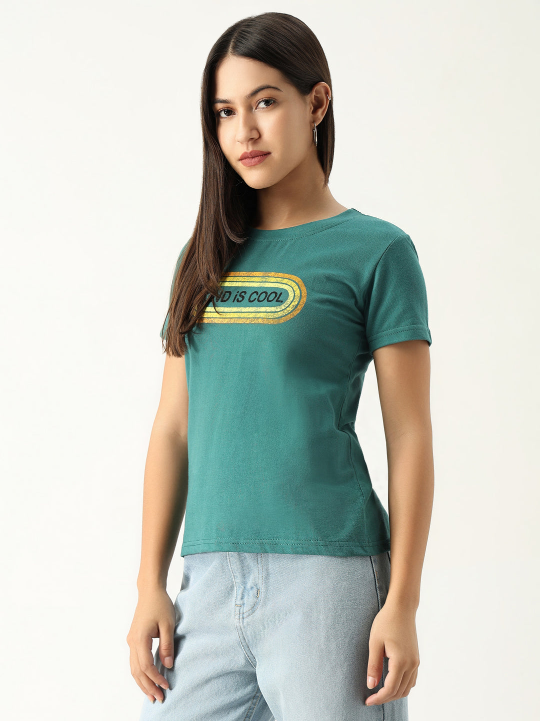 Women Graphic Green T Shirt