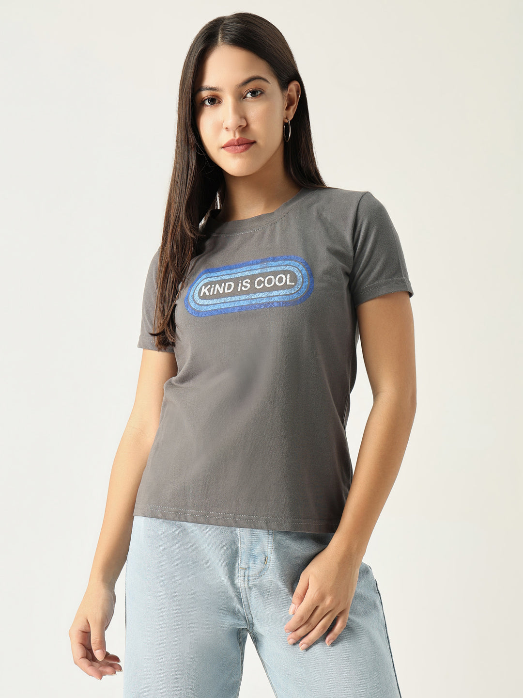 Women Graphic Grey T Shirt