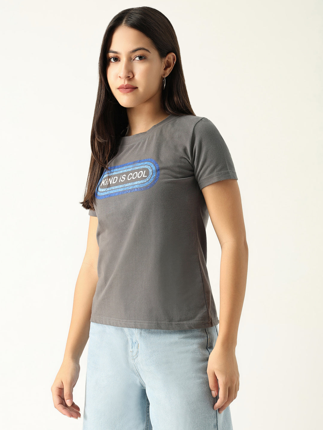 Women Graphic Grey T Shirt