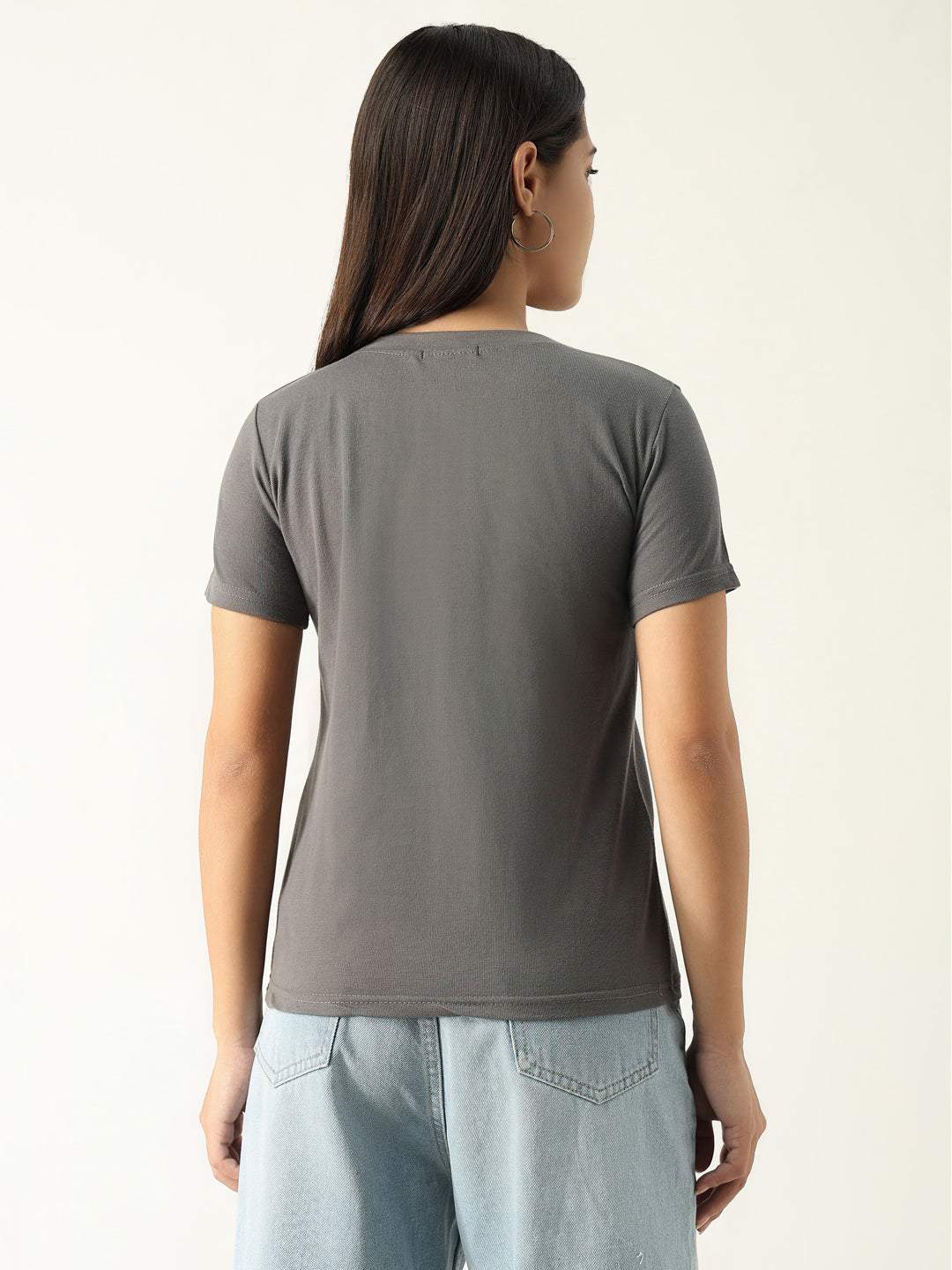 Women Graphic Grey T Shirt