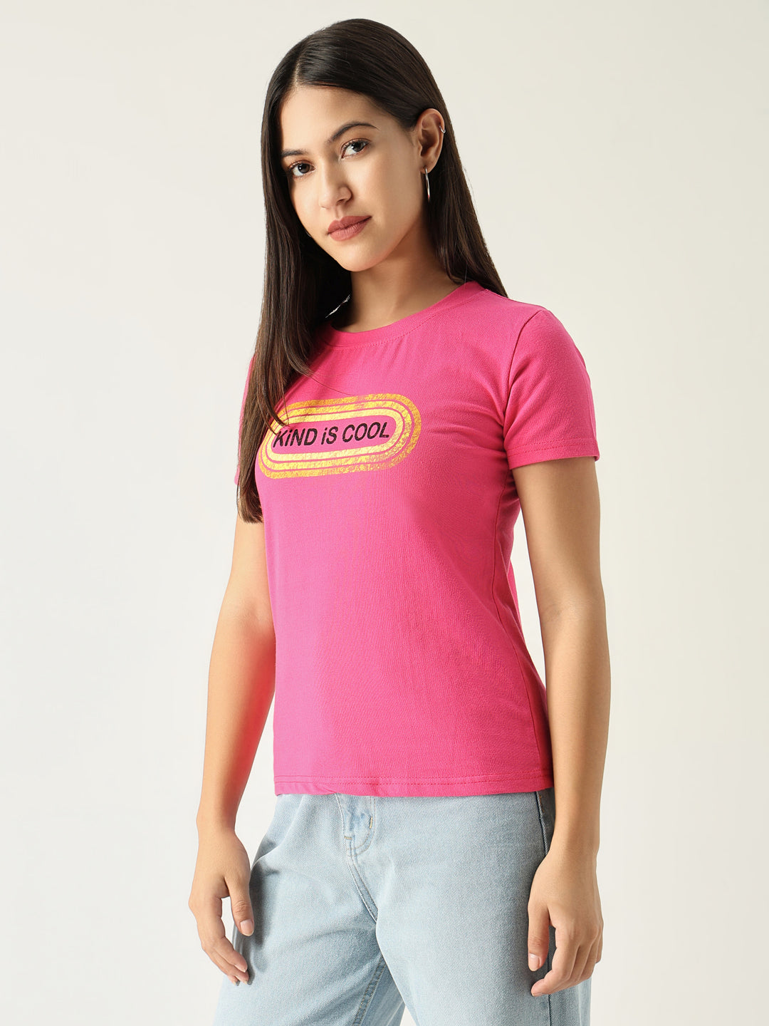 Women Graphic Pink T Shirt