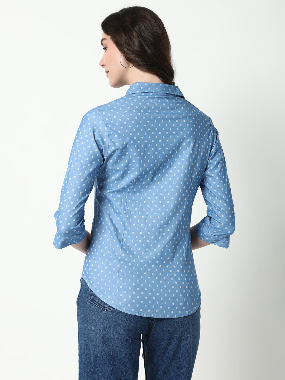 Women Blue Polka Dots Shirt