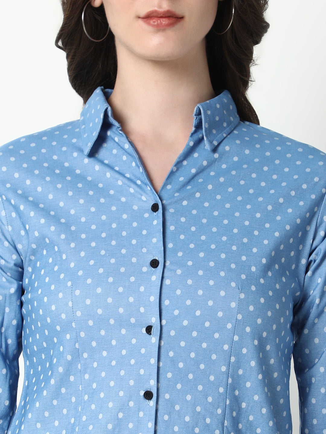 Women Blue Polka Dots Shirt