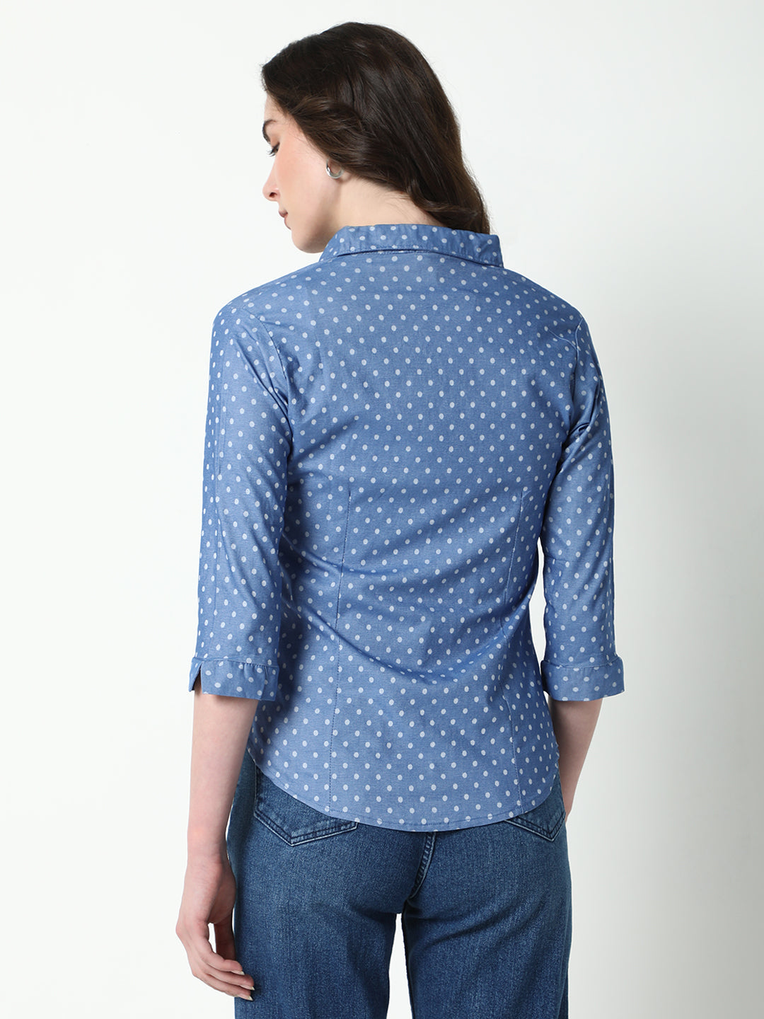 Women Blue Polka Dots Shirt