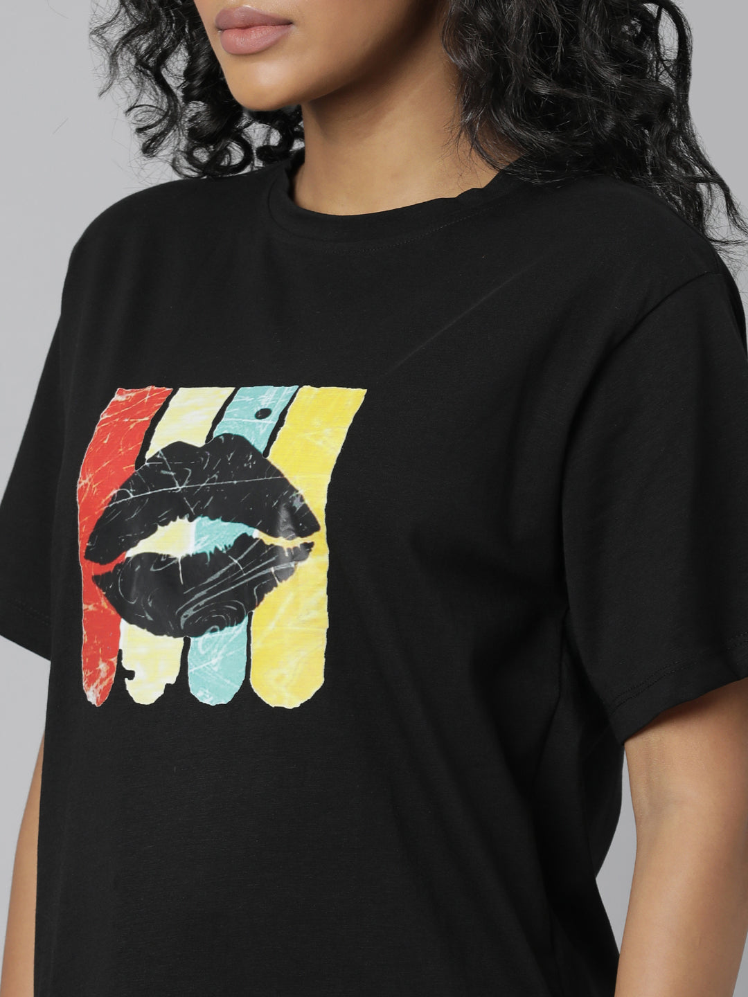 Women Black Graphic T Shirt