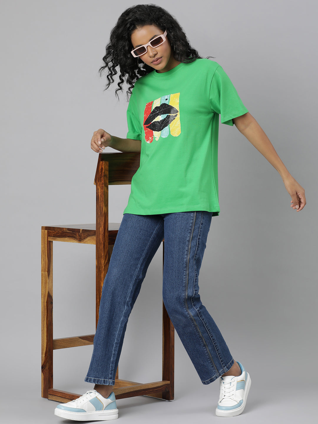 Women Green Graphic T Shirt