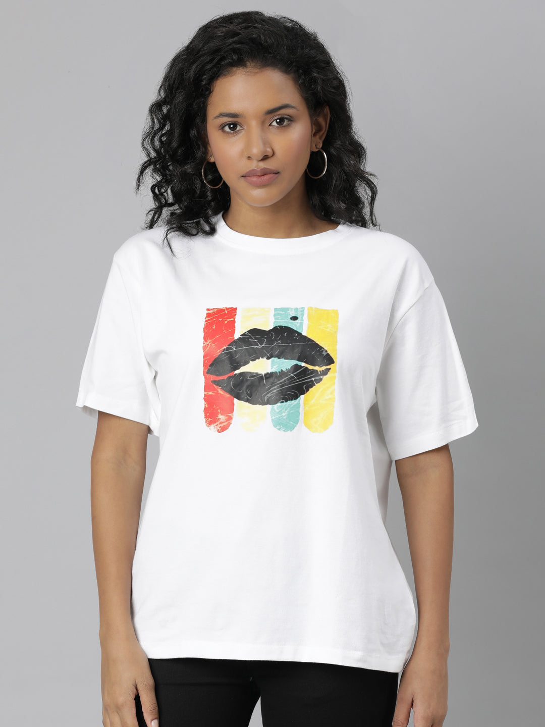 Women White Graphic T Shirt