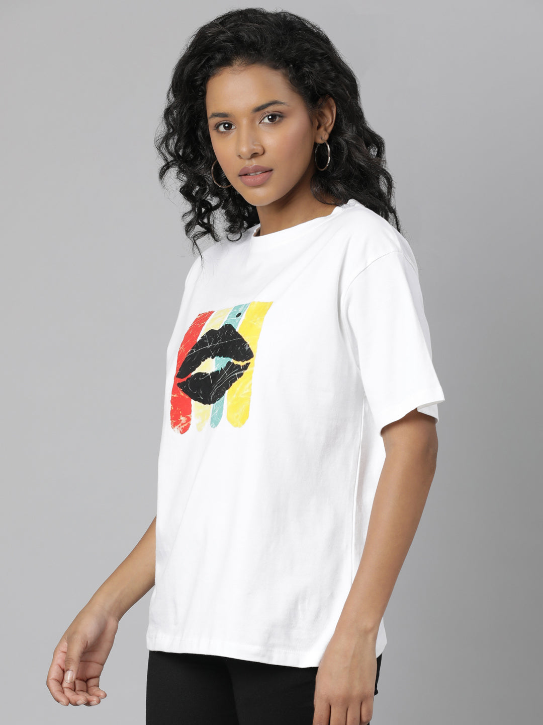 Women White Graphic T Shirt